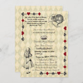 Uitnodiging voor bruiloft "Alice in Wonderland" 4x (Voorkant / Achterkant)