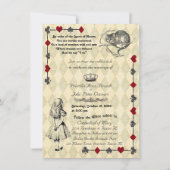 Uitnodiging voor bruiloft "Alice in Wonderland" 4x (Voorkant)