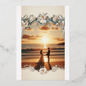 Uitnodiging voor bruiloft bij zonsondergang aan he (Voorkant)