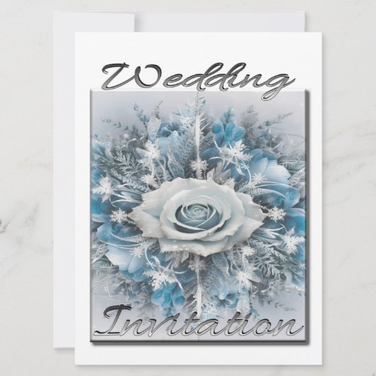Uitnodiging voor bruiloft Boeket in blauw en wit (Voorkant)