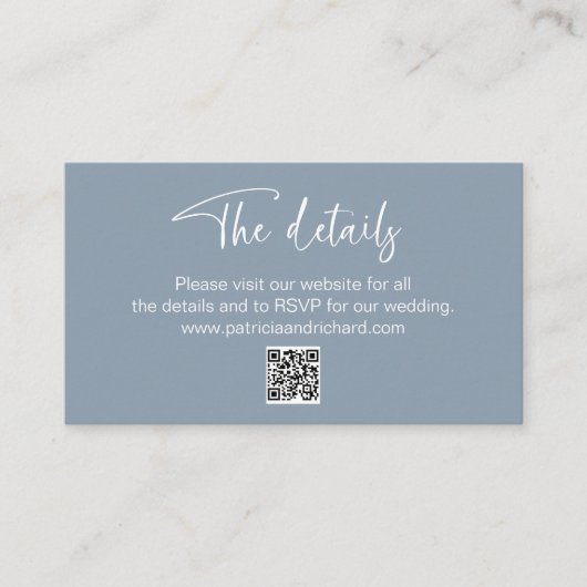Uitnodiging voor bruiloft Details QR Online RSVP Informatiekaartje (Voorkant)