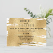 Uitnodiging voor bruiloft Elegant in zwart en goud (Staand voorkant)