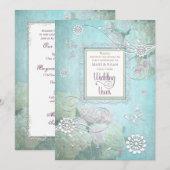 Uitnodiging voor bruiloft, elegante Floral, vlinde (Voorkant / Achterkant)