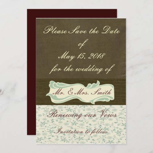 Uitnodiging voor bruiloft en hernieuwde uitzending (Voorkant / Achterkant)