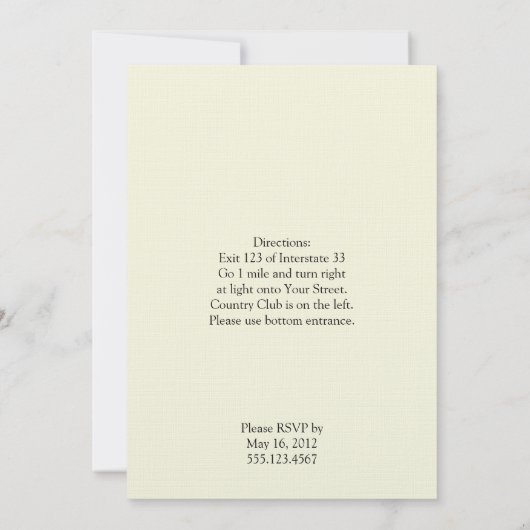 uitnodiging voor bruiloft in Black en Cream Damas (Achterkant)