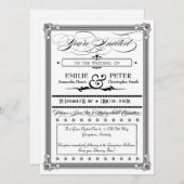 Uitnodiging voor bruiloft in zwart-wit Poster (Voorkant / Achterkant)