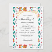 Uitnodiging voor bruiloft met Indiaas ornament (Voorkant)
