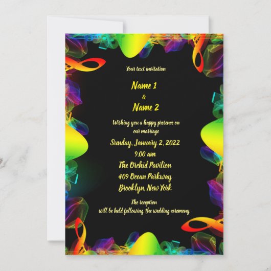 Uitnodiging voor bruiloft met kleurmelodie (Voorkant)