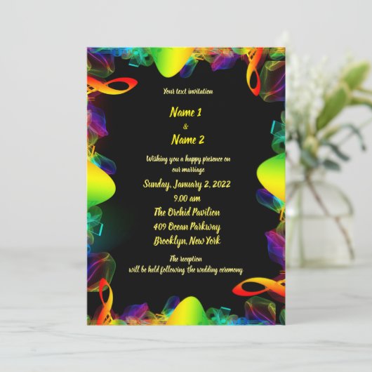 Uitnodiging voor bruiloft met kleurmelodie (Staand voorkant)