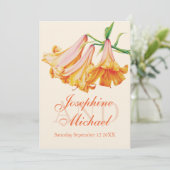 Uitnodiging voor bruiloft met lilies bruiloft (Staand voorkant)