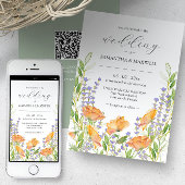 Uitnodiging voor bruiloft met QR Code Unique Flora