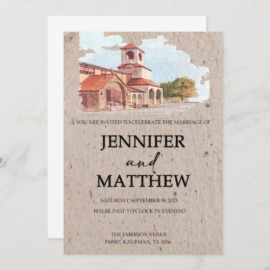 Uitnodiging voor bruiloft met Waterverf finetuning (Voorkant / Achterkant)