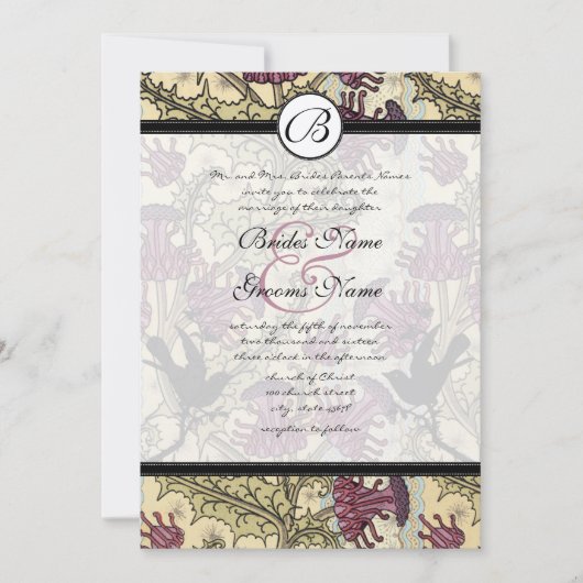 uitnodiging voor bruiloft van Berry Damask (Voorkant)