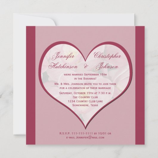 Uitnodiging voor bruiloftsfeest na de bruiloft -- (Achterkant)