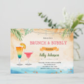 Uitnodiging voor bruisende strandbrunch (Staand voorkant)