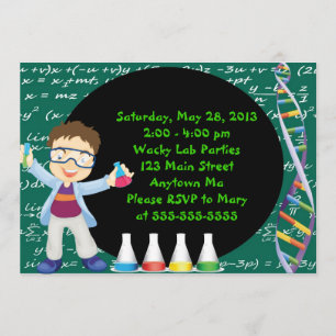 Uitnodiging voor Brunette Boy Scientist Birthday P