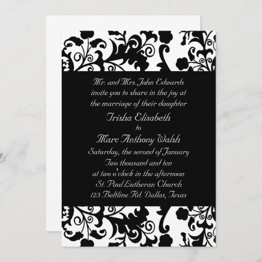 Uitnodiging voor brute en zwarte bruiloft (Voorkant / Achterkant)