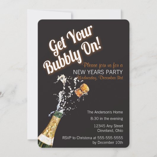 Uitnodiging voor Bubbly Celebration Holiday Party (Voorkant)