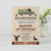 Uitnodiging voor Bucks Trucks and Ducks feestje (Staand voorkant)