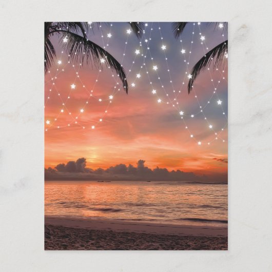 Uitnodiging voor budget strand zonsondergang bruil (Achterkant)