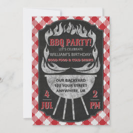 Uitnodiging voor buitenshuis gehouden BBQ Birthday