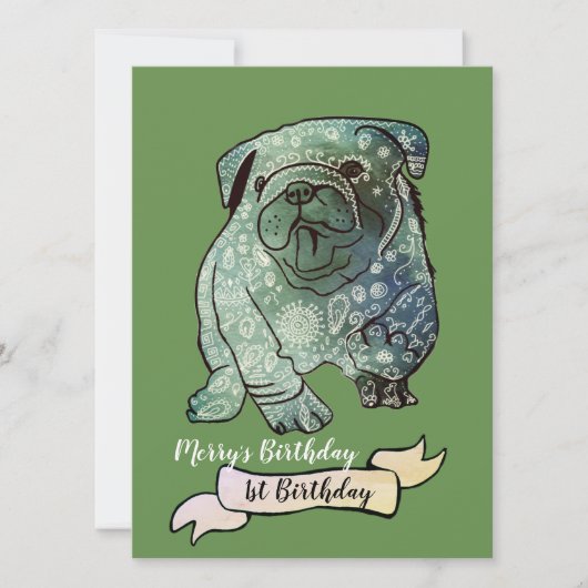 Uitnodiging voor Buldog Puppy Verjaardag Franse Bu (Voorkant)