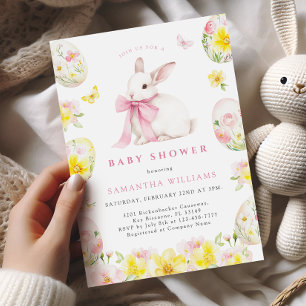 Uitnodiging voor Bunny Easter Girl Baby Shower
