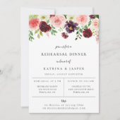 Uitnodiging voor burgundy blush bloemendinerproef (Voorkant)