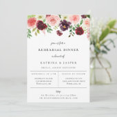 Uitnodiging voor burgundy blush bloemendinerproef (Staand voorkant)