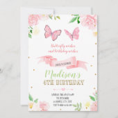 Uitnodiging voor Butterfly-verjaardag (Voorkant)