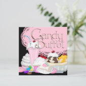 Uitnodiging voor Candy Buffet Feestje Sjabloon (Staand voorkant)