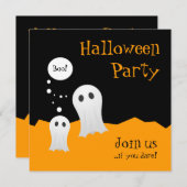 Uitnodiging voor Cartoon-geesten Halloween-partij (Voorkant / Achterkant)