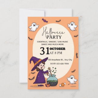 Uitnodiging voor Cartoon-Style Halloweenfeest - Be