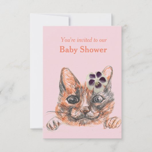 Uitnodiging voor Cat Baby shower (Voorkant)