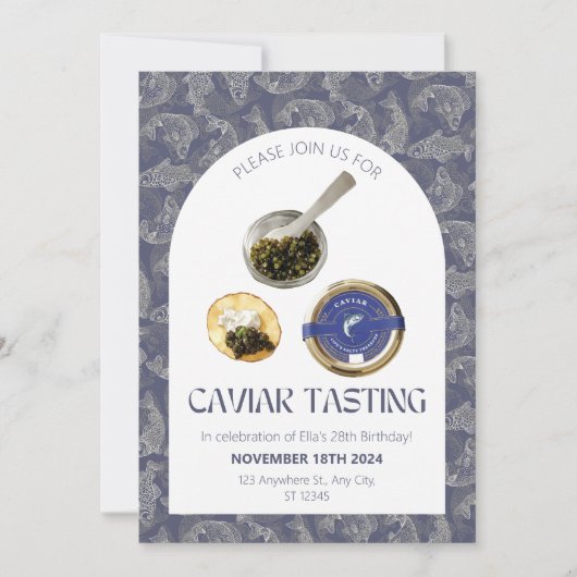 Uitnodiging voor Caviar Proeverij Feest (Voorkant)