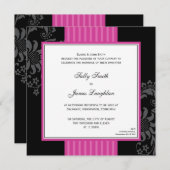 Uitnodiging voor Cerise Pink & Black Band Wedding (Voorkant / Achterkant)