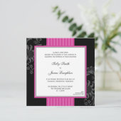 Uitnodiging voor Cerise Pink & Black Band Wedding (Staand voorkant)