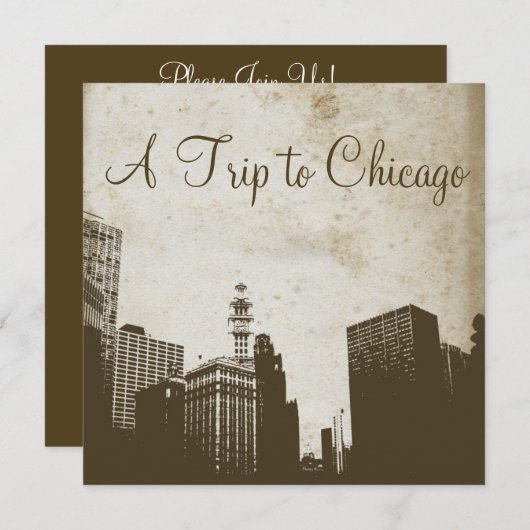 Uitnodiging voor Chicago Skyline-kunstwerken (Voorkant / Achterkant)