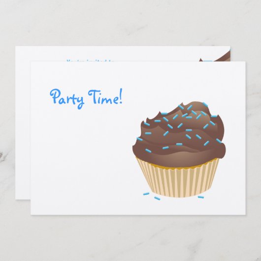 Uitnodiging voor Chocolade Cupcake (Voorkant / Achterkant)