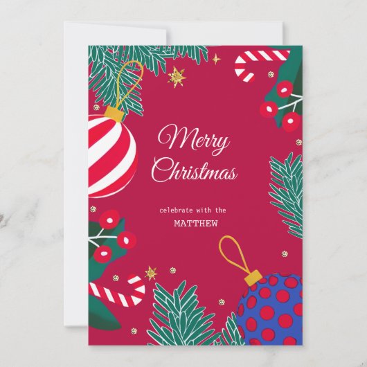 Uitnodiging voor Christmas Red Berry Wreath (Voorkant)