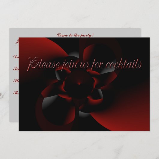 Uitnodiging voor cocktail-partijen - Rood en zwart (Voorkant / Achterkant)