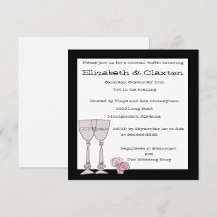 Uitnodiging voor cocktailbuffet in zwart en wit