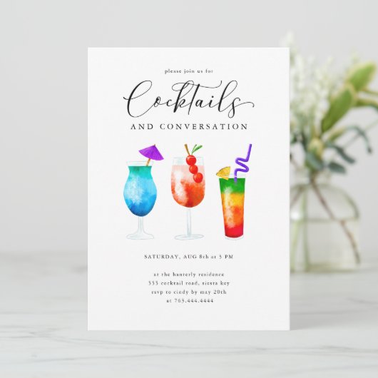 Uitnodiging voor cocktails en conversatiefeest (Staand voorkant)