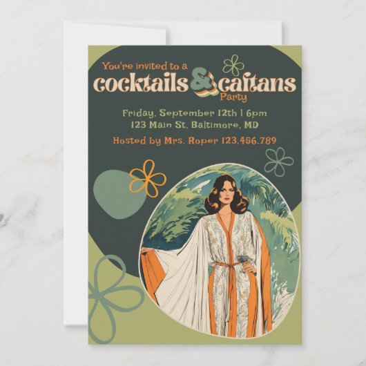 Uitnodiging voor cocktails en kaftans (Voorkant)