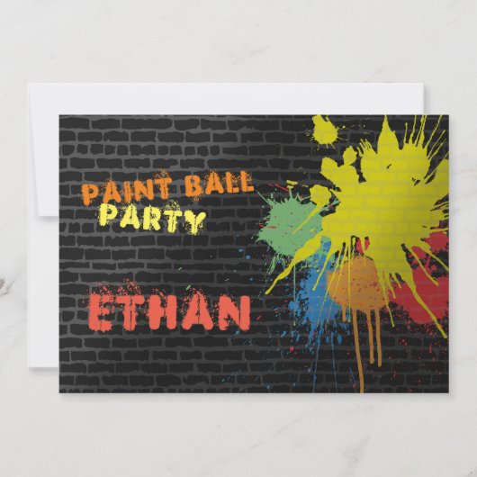 Uitnodiging voor coloful Paintball Birthday Party (Voorkant)
