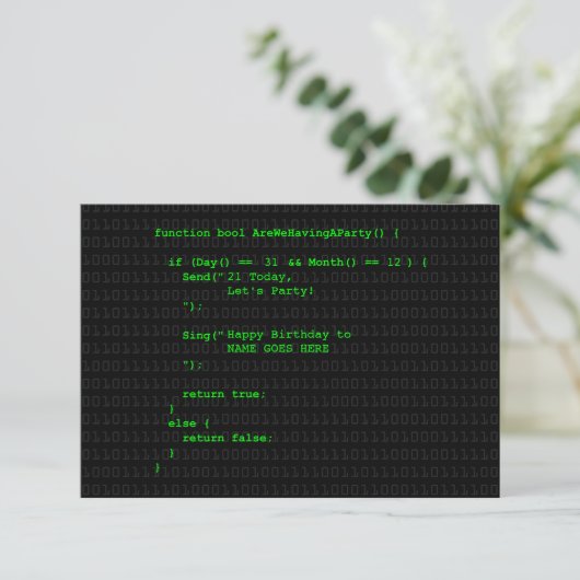 Uitnodiging voor  computerprogrammapartij (Staand voorkant)