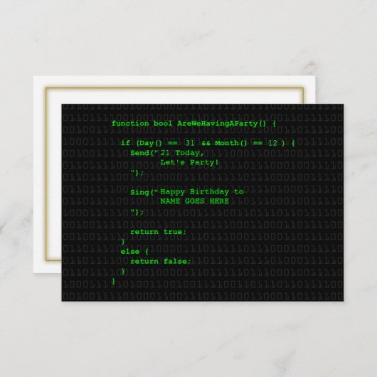 Uitnodiging voor  computerprogrammapartij (Voorkant / Achterkant)