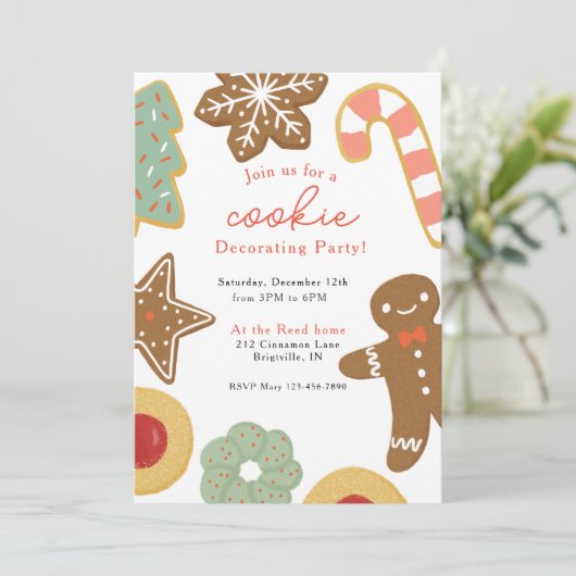 Uitnodiging voor Cookie Versierfeestje (Staand voorkant)