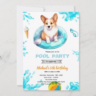 Uitnodiging voor Corgi zwembadfeestje