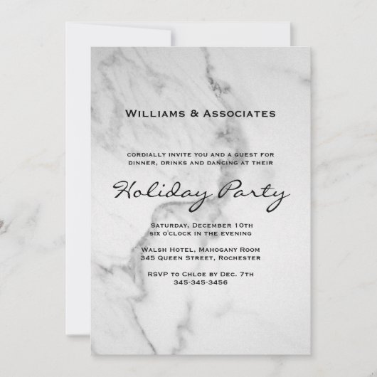 Uitnodiging voor Corporate Marble Holiday Party (Voorkant)